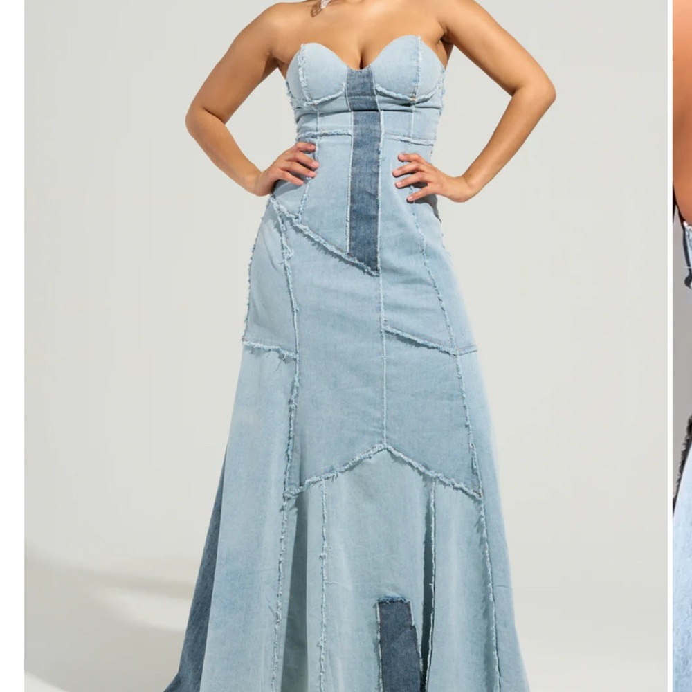 AKIRA Light Blue Denim Backless Dress BRAND NEW